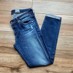 AG Distressed The Stilt Roll-Up - Cigarette Roll-Up Jeans - 28